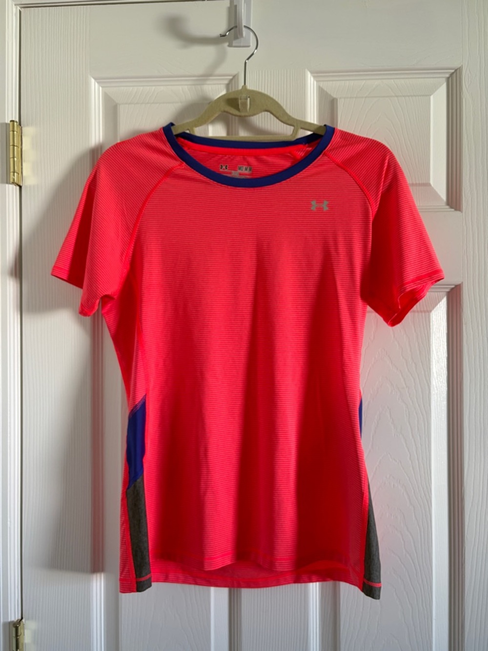 Under Armour Bright Pink Short Sleeve Performance Shirt with Blue Trim